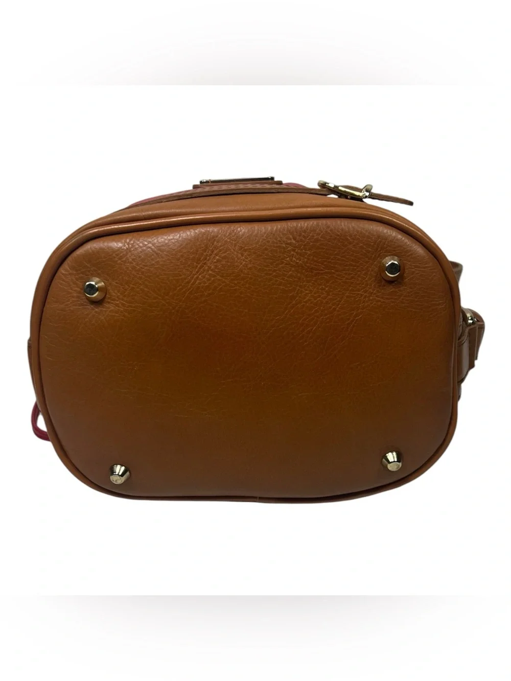 Vintage Valentina Italian Leather Convertible Backpack Bucket Bag Red/Tan